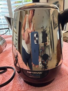 Farberware Stainless Steel Coffee Pot with Black Handle and Knob